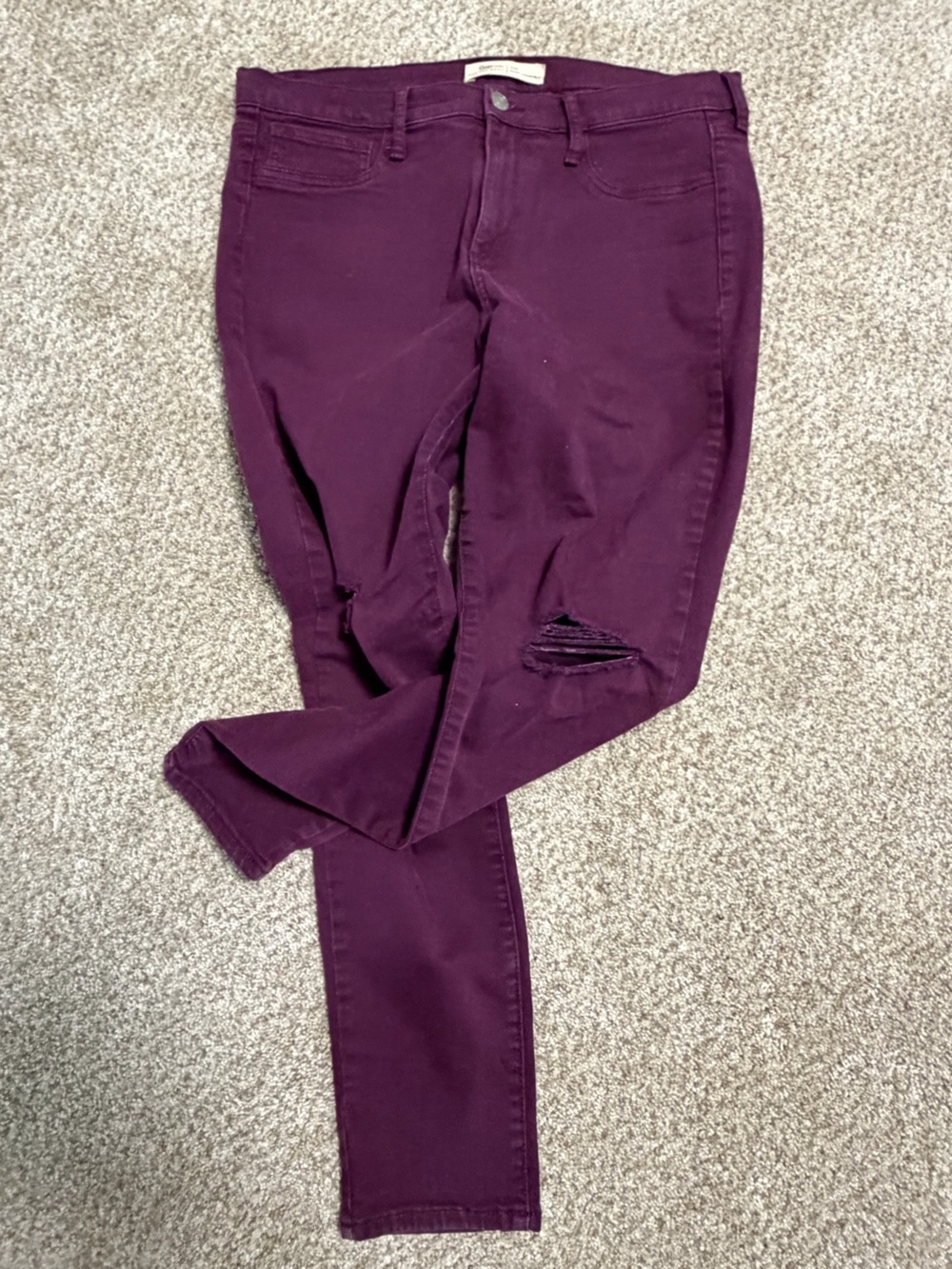 GAP Plum Distressed Skinny Leggings